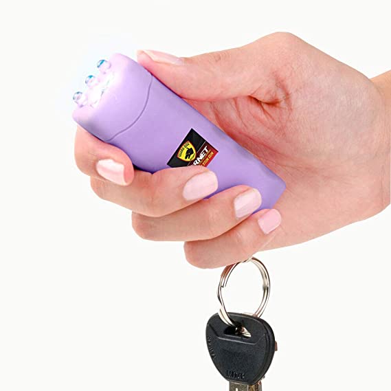 Guard Dog Security Hornet World's Smallest Stun Gun Keychain with Mini LED Flashlight – Mini Stun Gun – Personal Defense Equipment – Rechargeable Stun Gun – with Carry Case (Lilac)