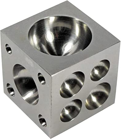 Dapping Block Square with Polished High Carbon Steel Cavities, 3" x 3" x 3"