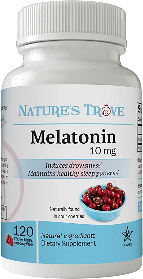 Melatonin 10mg Chewable Tablets – Sleep and Relaxation Support – 120 Count - by Nature's Trove