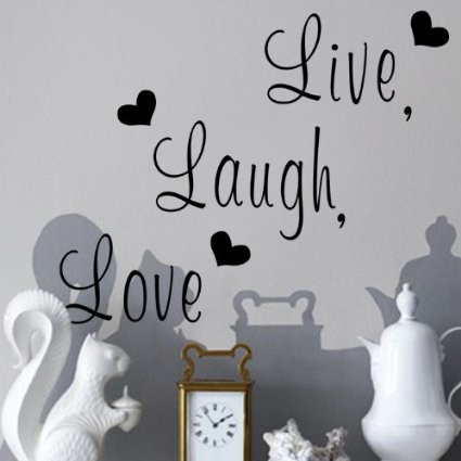 Zooyoo " Live, Laugh, Love " Love Heart DIY Removable Wall Decal for Living Room Bedroom Vinyl Wall Sticker Art Home Decoration