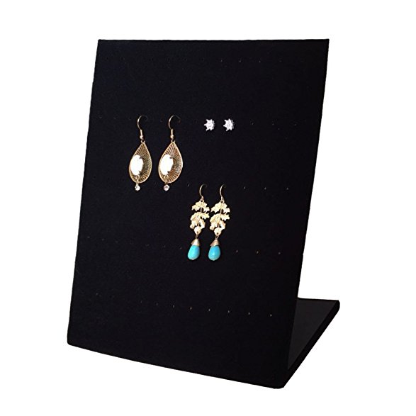 New Wayzon 30-Pair L-Shape Earrings Display Rack Organizer Jewelry Stand Holder Tray(Black)