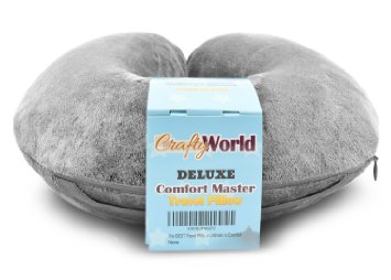 The Crafty World Comfort Master Travel Neck Pillow Made From High Quality Memory Foam For Neck Pain And Travel - The Travel Pillow Comes With A Soft Washable Velvet Cover Grey