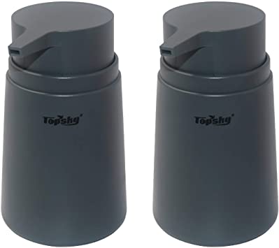 Topsky Soap Dispenser with Plastic Pump, 11 Ounce Liquid Hand Plastic Soap Dispenser, Rustproof Pump for Kitchen & Bathroom, Great for Lotions, Essential Oil, Liquid Soaps, 2 Pack(Gray)