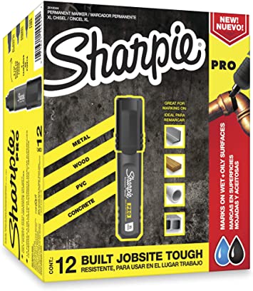 Sharpie Pro Permanent Marker, XL, Chisel Tip, Black, 12-Count Marker (2018344)