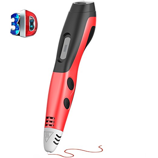 3D Printing Pen, Soft Digits【Newest Version】3D Pen Low Temperature 3D Drawing Pen with LCD Display, 3D Doodling Pen with 5M PCL Filament and USB Power Supply for Doodling Artist DIY (Red)