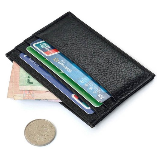 ABC® Slim Credit Card Holder Mini Wallet ID Case Purse Bag Pouch (Black)