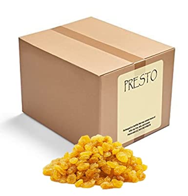 Raisins, FANCY Golden seedless yellow Sun-Dried South African, Naturally Sweet, Delicious and Nutritious, Baking, Cooking, Snacking, Garnishing, Packed in a 10 lbs. (160 oz.) bag by Presto Sales LLC