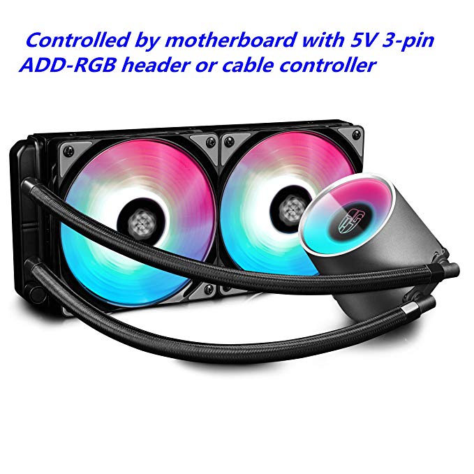 DEEPCOOL Castle 280 RGB 280mm All-in-One Liquid CPU Cooler with Addressable RGB Waterblock and Fans, Cable and Motherboard Control Supported, TR4 and AM4 Compatible, 3-Year Warranty, Black