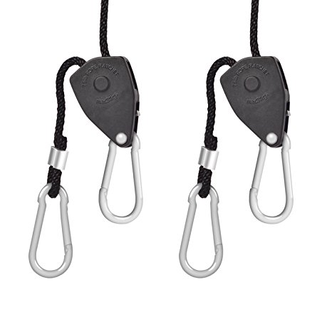 UNIFUN Grow Light Rope Hanger, Pair of 1/8" Heavy Duty Adjustable Rope Clip Hanger With Internal Gears