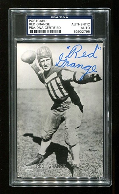 Red Grange Signed 4x6 Real Photo Postcard Autographed Bears PSA/DNA 83902795