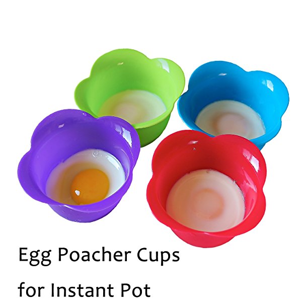 Silicone Egg Poacher Cups for Instant Pot Accessories - Fits Instant Pot 3,5,6,8 qt Pressure Cooker - Set of 4 Premium Silicone Poaching Pods - BPA Free - FDA Approved