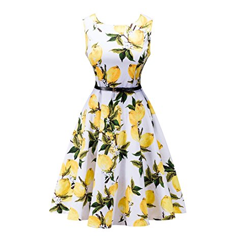 PrettyQueen Women's Vintage 1950's Floral Dress For Summer Party Homecoming Prom School