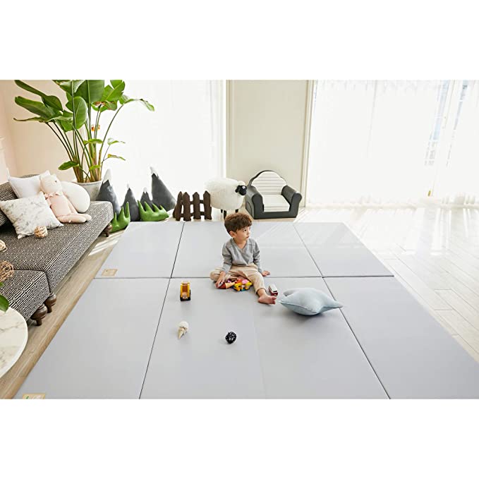 ALZIP MAT Eco Silion Urban, Folding Baby Play Mat Eco-Friendly Non-Toxic Non-Slip Reversible Waterproof (G (79x55 inch), Grey)