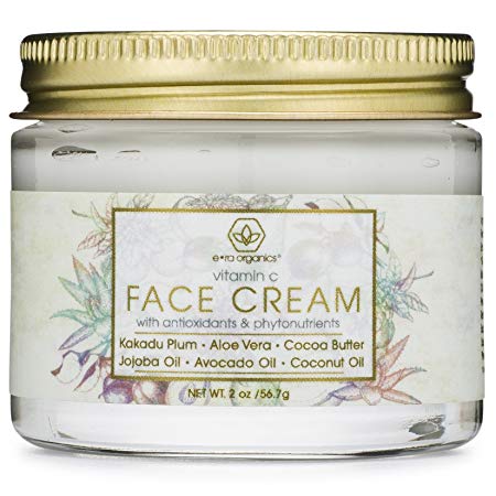Vitamin C Face & Eye Cream - 2oz Revitalizing Natural Anti Aging Moisturizer With Kakadu Plum, Jojoba Oil, Avocado Oil, Vitamin E for Dry Skin, Wrinkles, Aging, Eye Bags, Dark Circles & Crows Feet
