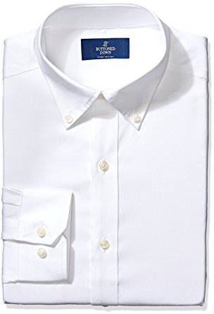 Buttoned Down Men's Non-Iron Fitted Button-Collar Solid Dress Shirt