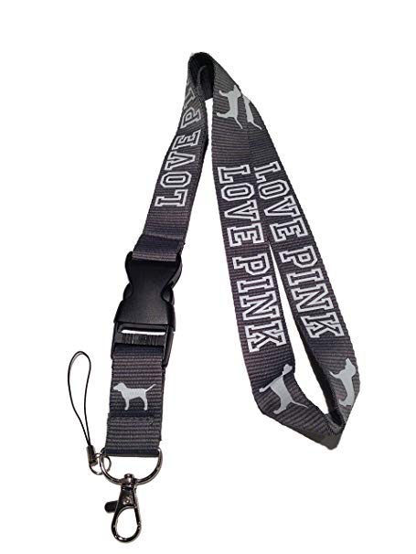 LOVE PINK Lanyard Gray Neck Strap Keychain ID Holder Keyring for Keys Phones Bags from SprayWayCustoms Store