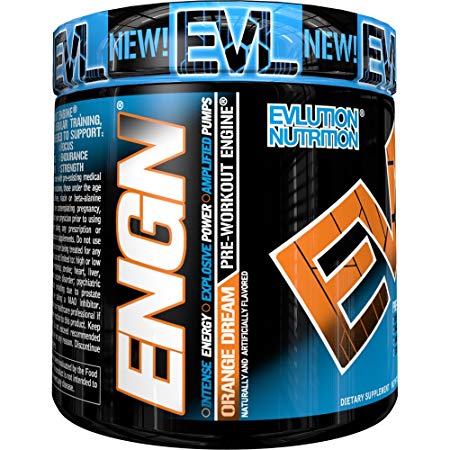 Evlution Nutrition ENGN Pre-workout, Pikatropin-Free, 30 Servings, Intense Pre-Workout Powder for Increased Energy, Power, and Focus (Orange Dream)
