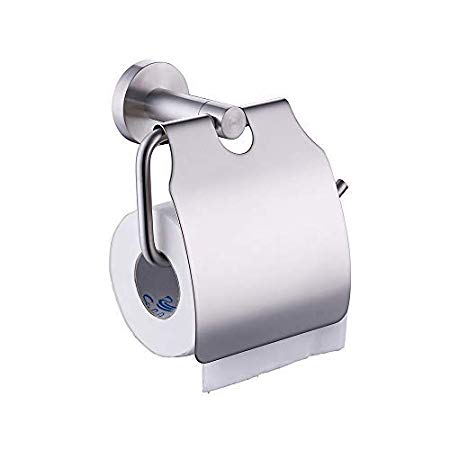 KES A2170-2 Stainless Steel Toilet Paper Holder Single Roll with Cover, Brushed Steel