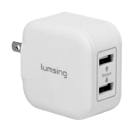 Lumsing 12W 2-Port 5V 24A USB Wall Charger Hub Power Adapter for iPhone 6S Plus 6S 6 iPad Samsung Galaxy S6 Edge S5 HTC LG BT headset and more White