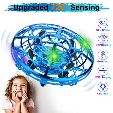 ToyFunngo Hand Operated Drone for Kids Adults,Flying Ball Drones Mini Drones with LED Lights,Flying Ball Toys UFO with 360° Rotating Interactive Infrared,Helicopter Ball for Boys Girls Indoor Outdoor