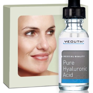 Hyaluronic Acid Serum for Face - 100 Pure Medical Quality Clinical Strength Formula Satisfaction Guaranteed Holds 1000 Times Its Own Weight in Water - Plumps and Hydrates - All Natural