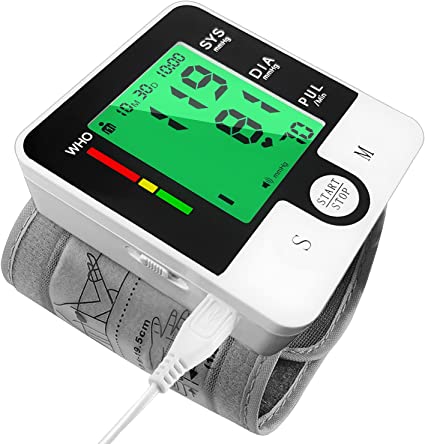 Wrist Blood Pressure Monitor, Automatic Digital Home BP Monitor Cuff - Accurate, Intelligent Voice, LCD Tri-Color Backlight, USB Charging, Adjustable Cuff, Irregular Heartbeat & Hypertension Detector