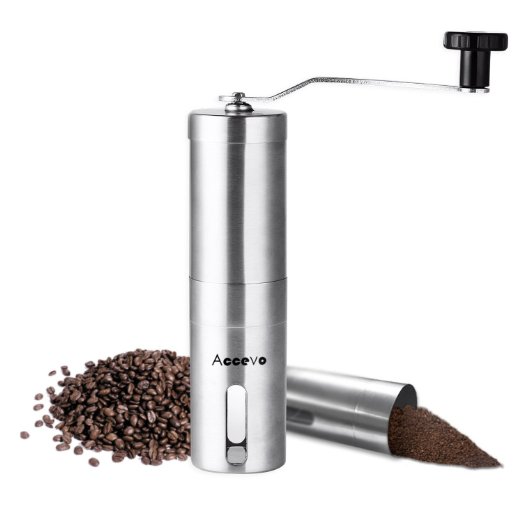Manual Coffee Grinder, Accevo Hand Coffee Grinder & Coffee Press, Perfect Coffee Grinder for French Press, Espresso or as a Spice Grinder or Herb Grinder