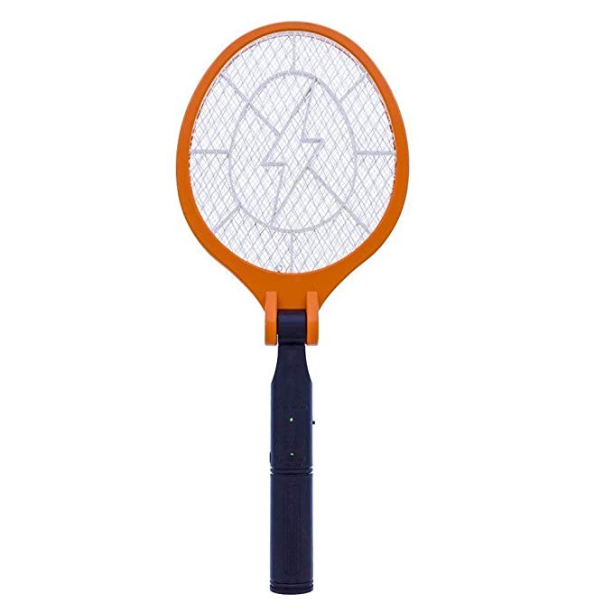 Koramzi F-9 Electric Mosquito Swatter, Bug Zapper,Mosquito Racket for Indoor and Outdoor Insect Control (Orange)