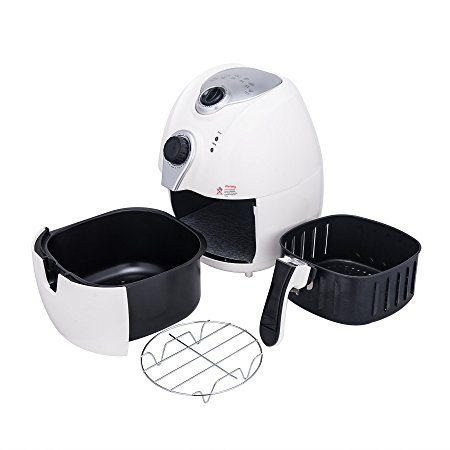 CO-Z 3.2L/3.4Quart Electric Air Fryer Healthy Food for Diet, No Oil Less Oil with Rapid Air Circulation System &Detachable Basket (White)
