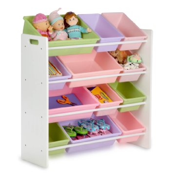 KiddyPlay Wooden Storage Bin Rack - Pastel