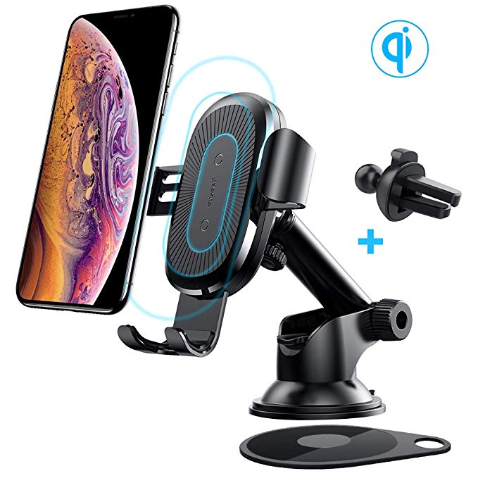 Wireless Car Charger, Baseus Dashboard WindShield Air Vent Gravity Phone Holder Compatible with Samsung Galaxy S8, S7/S7 Edge, iPhone X 8/8 Plus and More