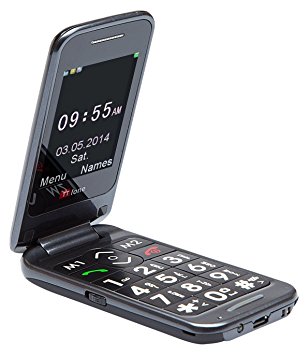 TTfone Venus 2 - Big Button Flip Mobile Phone Dual Screen Bluetooth Camera SOS Button Sim Free Black