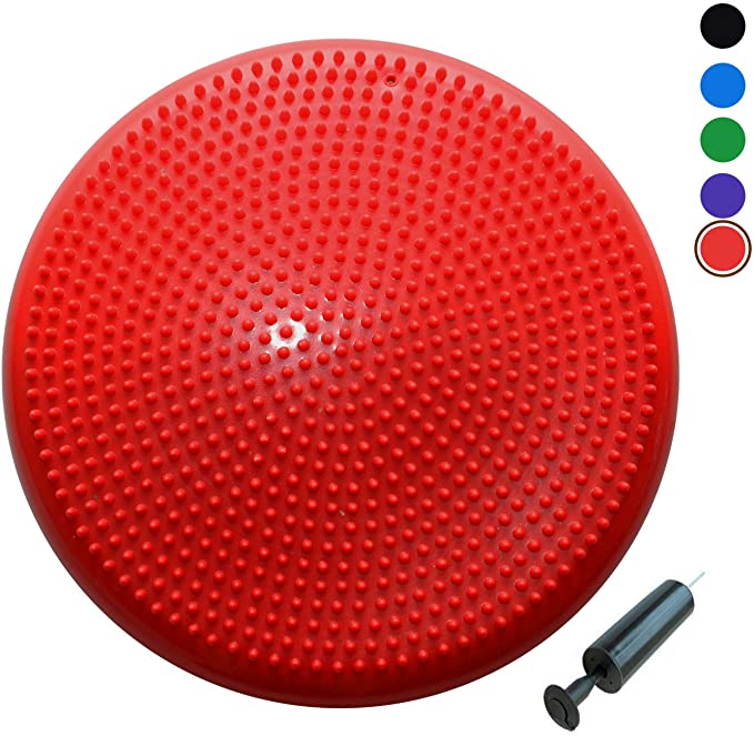 Gymway Inflated Stability Wobble Cushion with Pump, Flexible Seating Classroom, Extra Thick Core Balance Disc, Wiggle Seat for Sensory Kids (Office & Home & School)