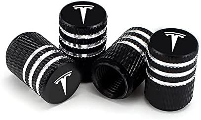 HiSport Laser Logo Black 4pcs Universal Car Tire Valve Stem Caps Air Cover Fit Tesla Accessories