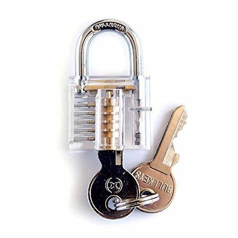 GOOTRADES Crystal Professional Visible Cutaway of Padlocks Lock for Locksmith Lock Training Trainer with 2 keys (White)