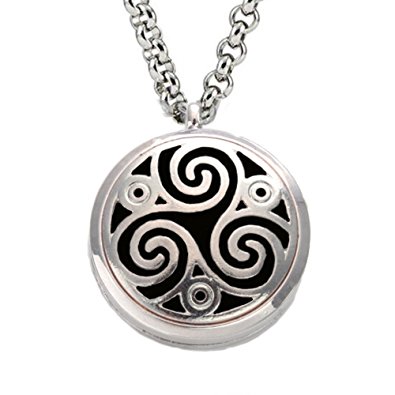 Lifetime Triskel Essential Oil Diffuser Necklace Aromatherapy with 22" chain and 4 felt pads
