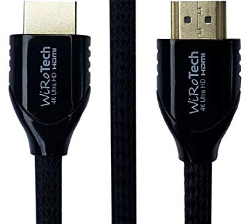 Low Profile HDMI Cable 10ft Black - HDMI 2.0 (4K, HDR) Ready - Braided Cable - High Speed 18Gbps - Gold Plated Connectors - Ethernet, Audio Return - Video 2160p