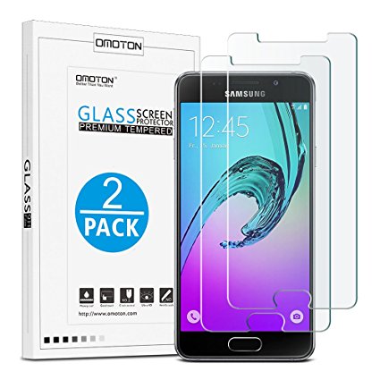 [2 Pack] Samsung Galaxy A3 2016 Screen Protector - OMOTON Tempered Glass Screen Protector for Samsung A3 (2016) with [2.5D Round Edge] [9H Hardness] [Crystal Clear] [Scratch Resist] [No-Bubble]