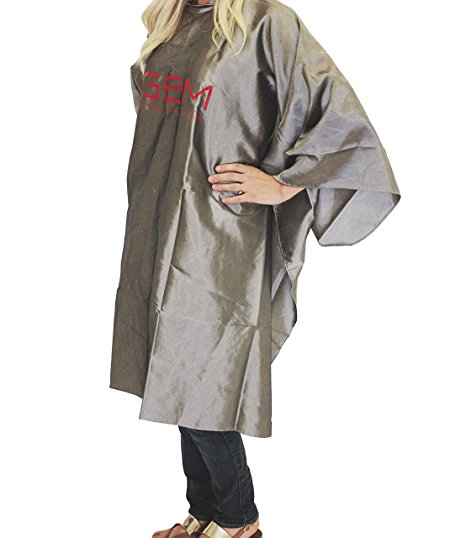 Salon Professional Hair Styling Cape - Nylon with Velcro Enclosure - Cosmetologist Approved - Cutting, Coloring, Styling - Women, Men, and Children- Silver