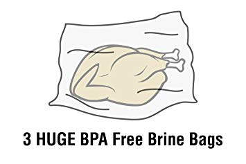 Brining Bag, 3 Pack, Made in USA, Extra Large Brine Bag BPA Free Heavy Duty Resealable 24" x 24" Bag for Turkey (40 Pound Max), Wild Game, Ham, Deer, Roast, Jerky, Fish, Marinade (3 Pack 24"x24")