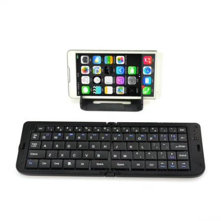 BESTEK® Mini Folding Wireless Bluetooth Keyboard Portable Ultra-slim Handheld with universal stand for iPhone, iPad, smart phones and other tablet devices BTBK09