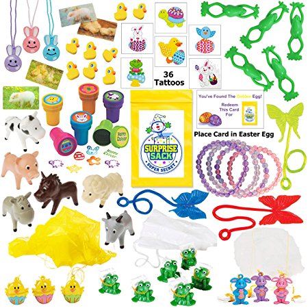 110  Piece Easter Egg Filler (Small Toy Assortment of Bunnies, Frogs, Chicks, & More.)