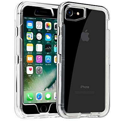 Phone Case for iPhone 7/8 /6 Heavy Duty Hybrid Crystal Clear Dual Layer Rugged Cover Shockproof Shell Hard PC & Soft TPU Bumper Reinforced Corners Protective Case Design for Apple iPhone 6/7/8,Clear