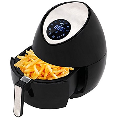 SUPER DEAL 1500W Electric Air Fryer with Rapid Air Technology Touch Screen 7 Cooking Presets Menu, Timer and Temperature Control, 3.7 QT