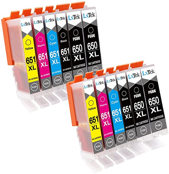 LxTek Compatible Canon 650XL PGI-650 XL 651XL CLI-651 XL Ink Cartridges for Canon PIXMA MG5460 MG5560 MG6360 MG6460 MG7160 MG7260 IP7260 IP8760 IX6860 MX726 MX926 Printer (12 Pack)