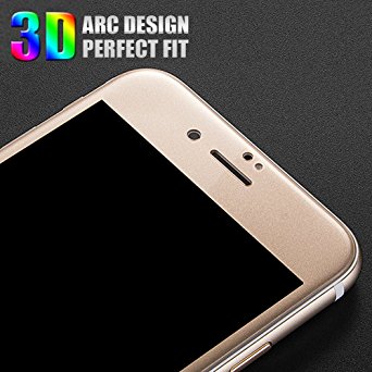 iPhone 7 Plus Screen Protector, ELEKMATE Full Tempered Glass Screen Protector for Apple iPhone 7 Plus 5.5" [3D Curved Full Coverage Protection] (iPhone 7 Plus 5.5" 3D Gold)