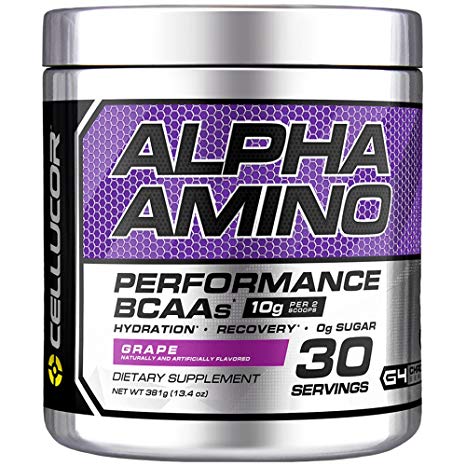 Cellucor Alpha Amino EAA & BCAA Recovery Powder, Essential & Branched Chain Amino Acids Supplement, Grape, 30 Servings