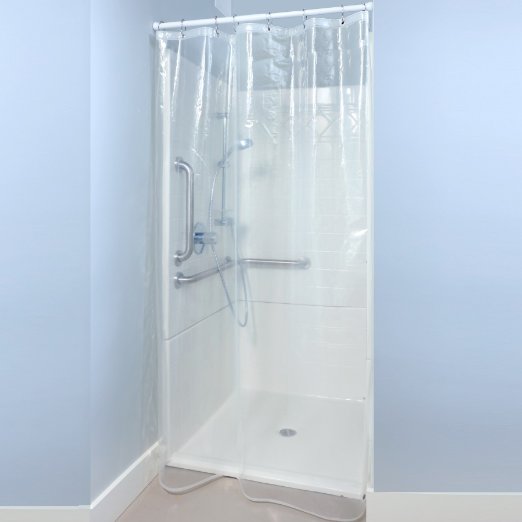 54" x 78" Mildew Resistant Midweight PEVA Stall Shower Liner with Microban in Clear