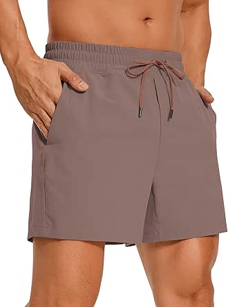 CRZ YOGA Men's Linerless Workout Shorts - 5'' Lightweight Quick Dry Running Sports Athletic Gym Shorts with Pockets