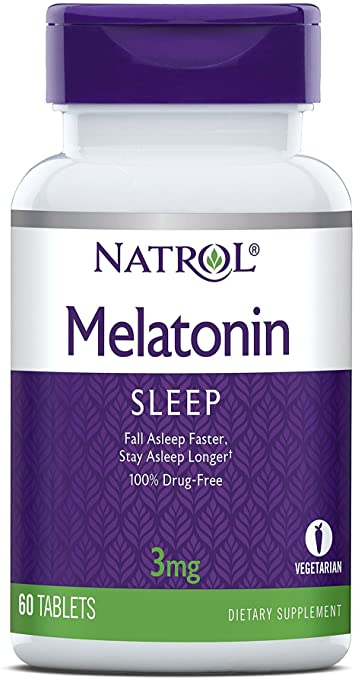 Natrol Melatonin Tablets, Helps You Fall Asleep Faster, Stay Asleep Longer, 3mg, 60 Tablet Bottle